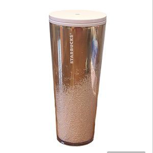 Starbucks Holiday 2019 Cascading Snow Glitter Rose Gold Tumbler Venti 24 oz
